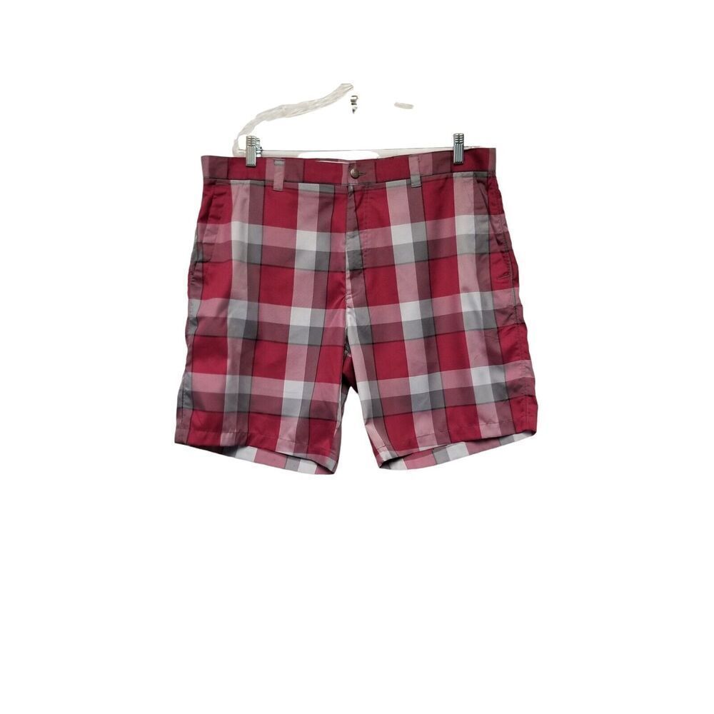 Callaway Men's Golf Performance Red/Gray Shorts Plaid Flat Front Size 40
